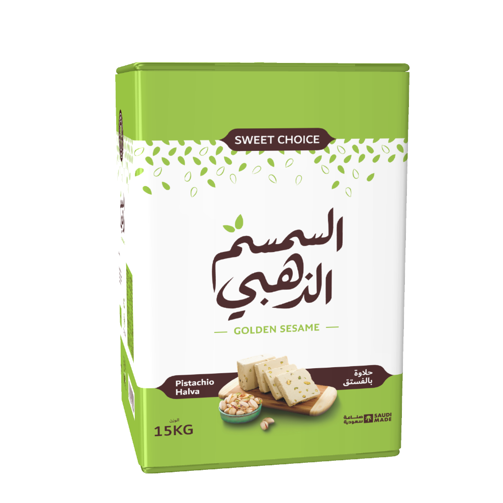حلاوة بالفستق السمسم الذهبي تنك 14 كجم صافي